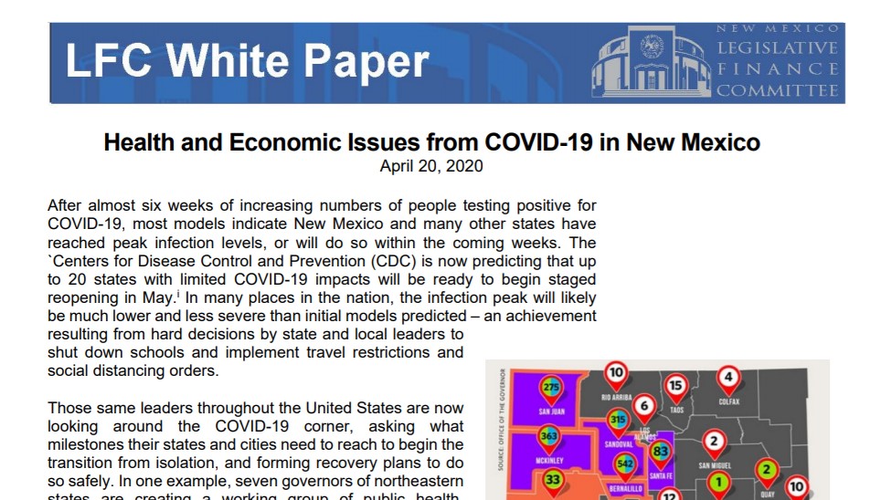 LFC Weighs In: New Mexico's Legislative Finance Committee Issues White Paper on Health and Economic Impact of COVID-19